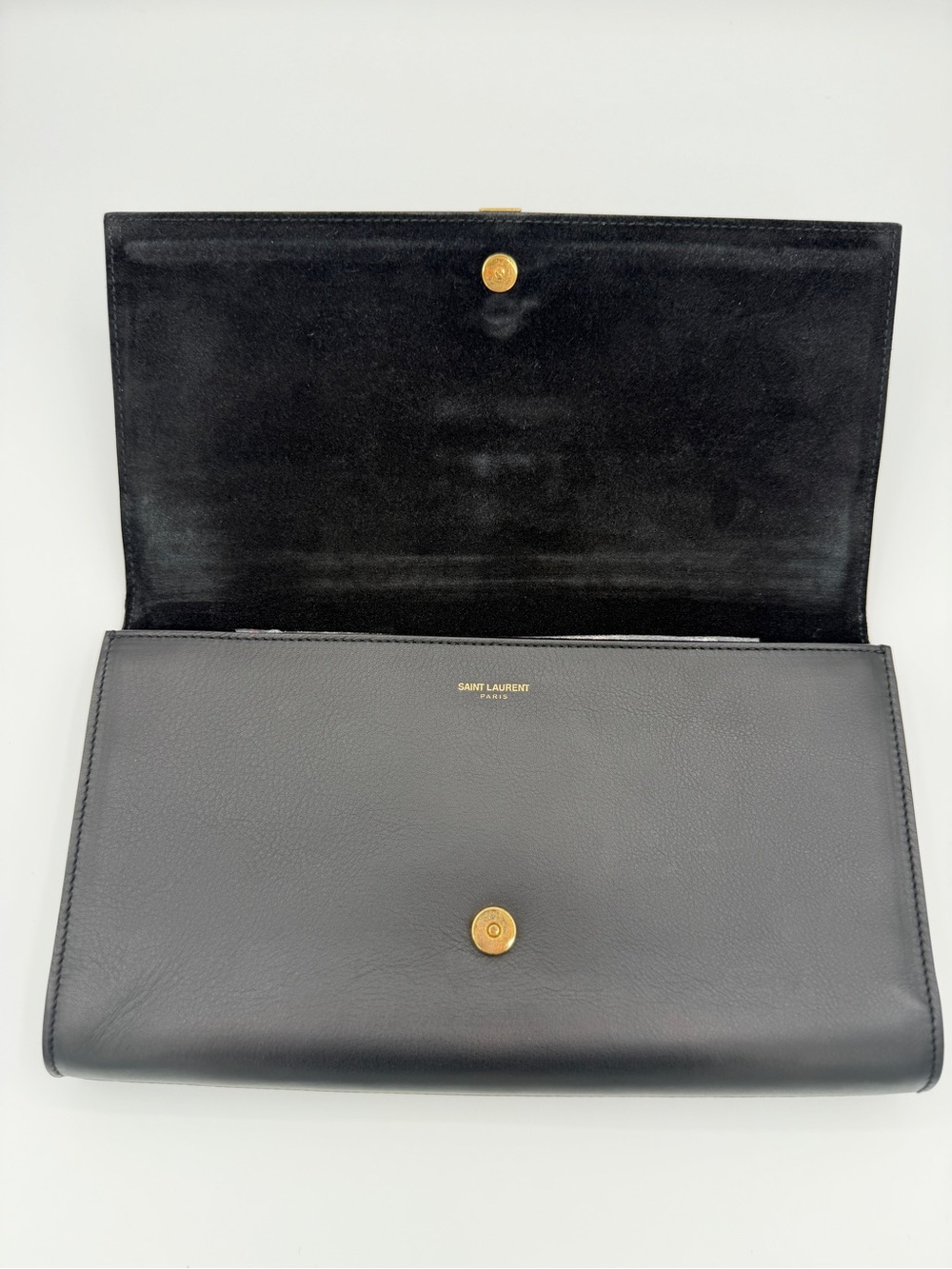 Saint Laurent YSL Chyc Y Clutch Black Leather Gold Tone Hardware - Picture 8 of 11